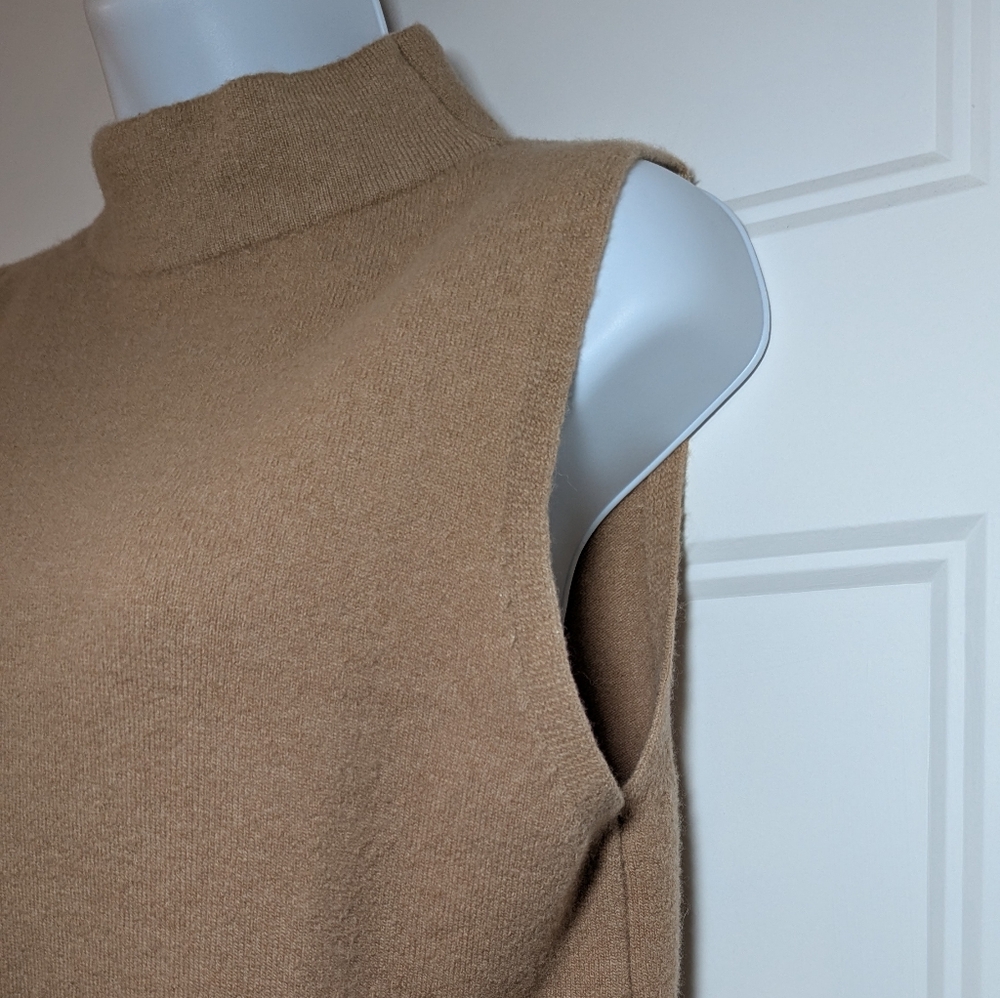Massimo Dutti Camel Sleeveless Knit Sweater Dress Italian Yarn XS - Picture 3 of 11